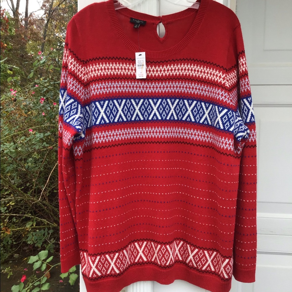 NWT Talbots Cute Red White Blues Patterned Stripes - Picture 7 of 7